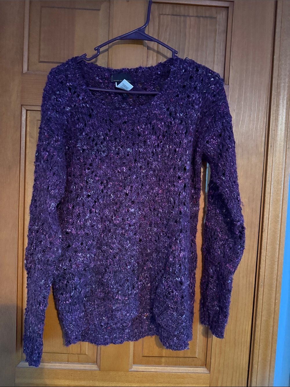 i jeans by Buffalo Purple Open-Knit Crewneck Sweater